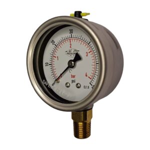 Manómetro Inox Hermético Relleno con Glicerina — Restrictor de Pulsos + Pressure Equalization Plug